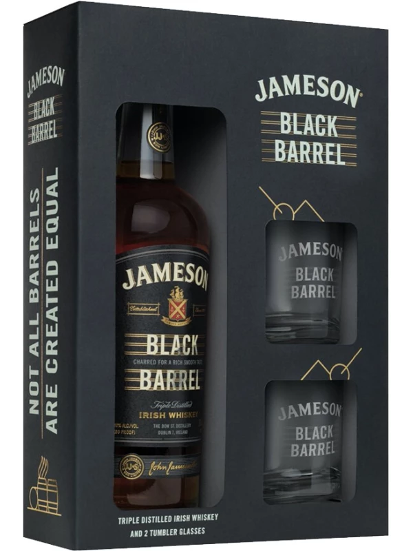 Jameson, Black Barrel, gift box with 2 glasses