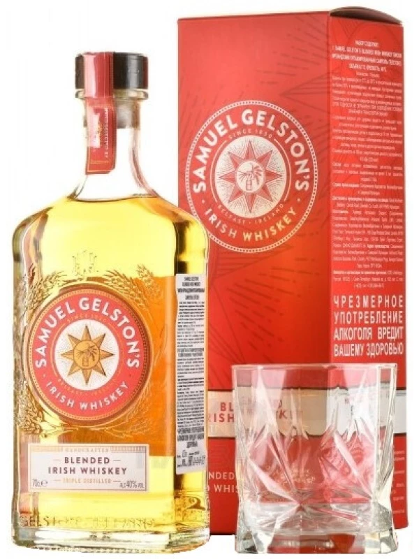 Gelston's Blended Irish Whiskey, gift set with glass