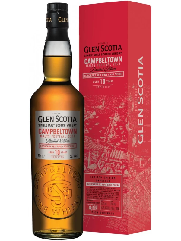 Glen Scotia 10 Years, Bordeaux Red Wine Cask Finish, gift box