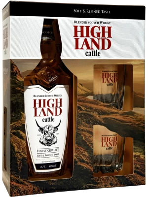 Виски Highland Cattle Blended, gift box with 2 glasses 0.7 л