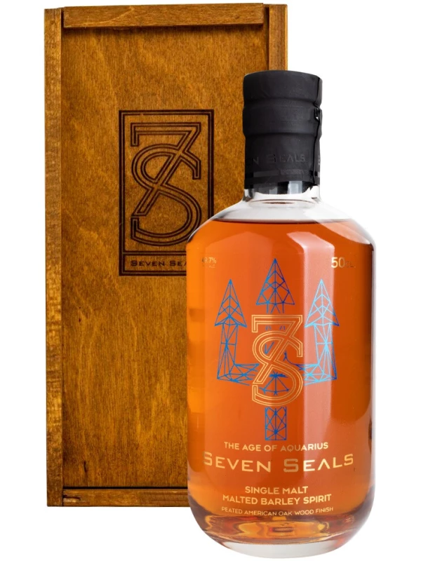 Seven Seals Zodiac The Age of Aquarius Peated Single Malt, wooden box