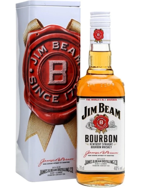 Jim Beam, in metal box