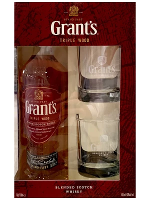 Виски Grant's Triple Wood 3 Years Old, gift box with 2 glasses 0.7 л