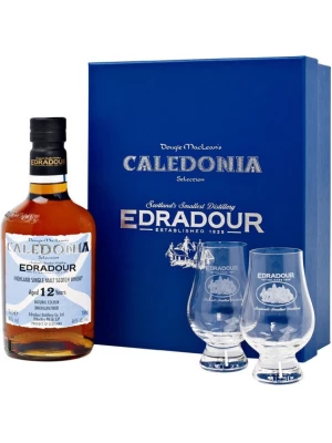 Виски Edradour, Caledonia 12 years old, gift box with 2 glasses 0.7 л