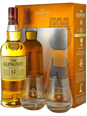 Виски The Glenlivet 12 Years Old Excellence, gift set with 2 glasses 0.7 л