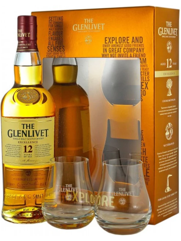 The Glenlivet 12 Years Old Excellence, gift set with 2 glasses