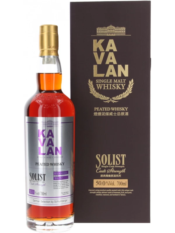 Kavalan, Solist Peated Single Malt Cask Strength (50%), gift box