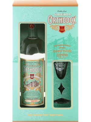 Водка Orthodox, gift box with glass (lafitnik) 1 л