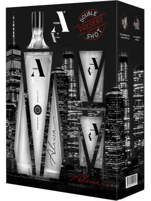 Водка Vodka A, gift box with 2 shots 0.7 л