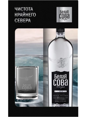 Водка Белая Сова, в подарочной коробке со стаканом 0.7 л