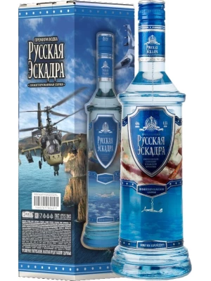 Водка Русская Эскадра Самолет, в подарочной коробке 0.7 л