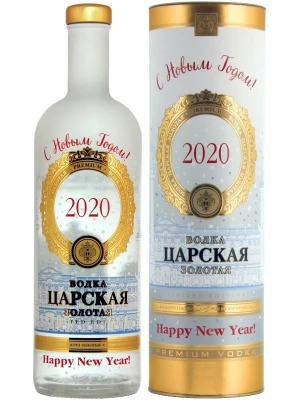 Водка Царская Золотая, в подарочной тубе Новогодняя 2020 1 л