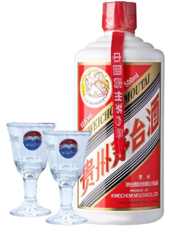 Kweichow Moutai (53%), gift box with 2 glasses