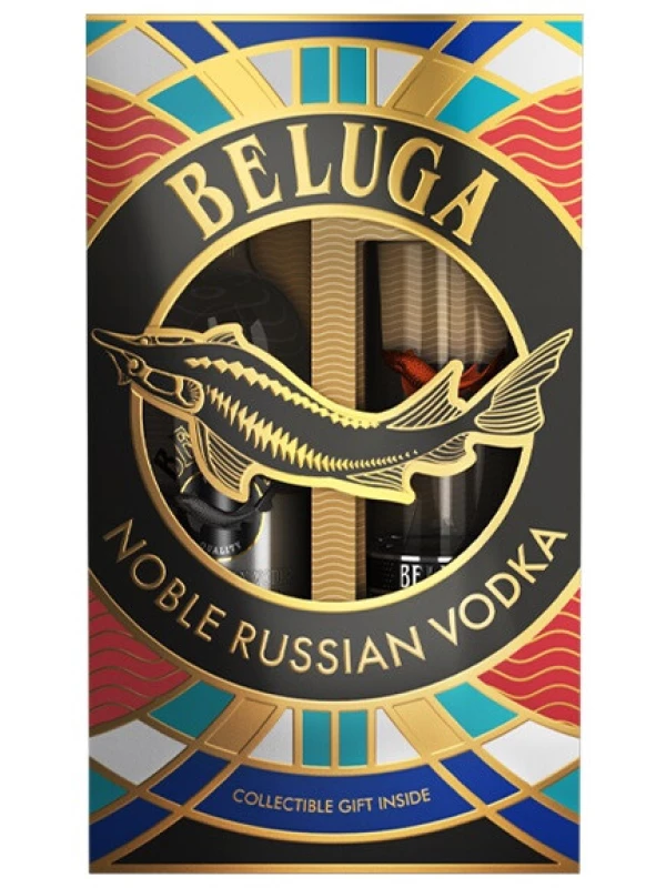 Белуга Нобл, + хайбол с цветными рыбками, в подарочной коробке
