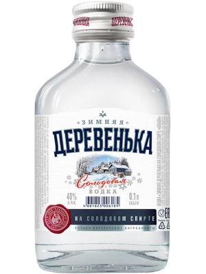 Водка Зимняя деревенька, фляжка 0.1 л